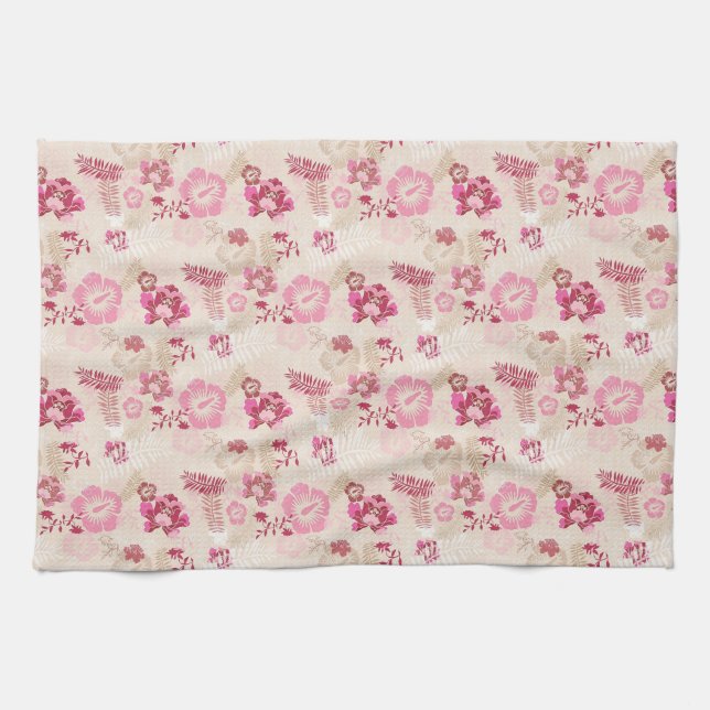 Cute pink modern flowers pattern High-Top sneakers Tea Towel (Horizontal)
