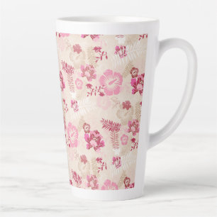 Cute pink modern flowers pattern latte mug