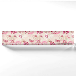 Cute pink modern flowers pattern nameplate