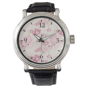 Cute pink modern flowers pattern watch