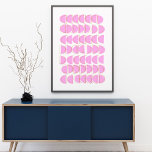 Cute Pink Modern Geometric Shapes Art Design Poster<br><div class="desc">A fun and bright geometric design poster of half circles in pink.</div>