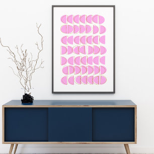 Cute Pink Modern Geometric Shapes Art Design Poster