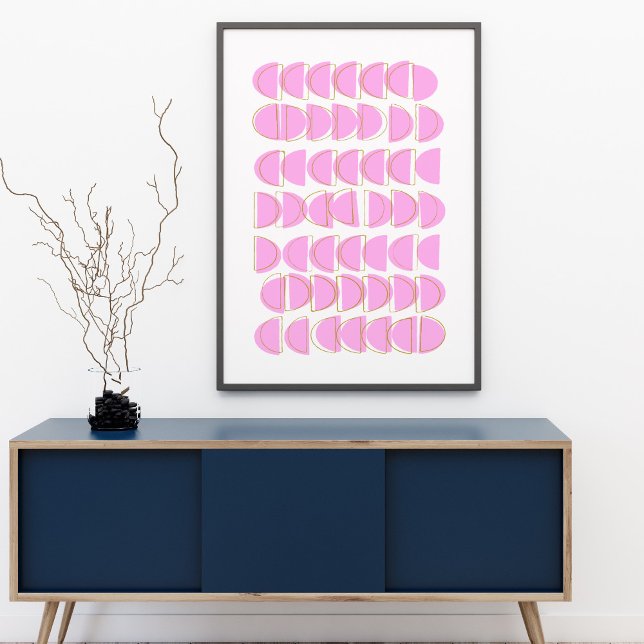 Cute Pink Modern Geometric Shapes Art Design Poster (Creator Uploaded)