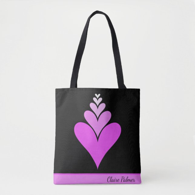 Cute pink modern trendy heart design tote bag (Front)