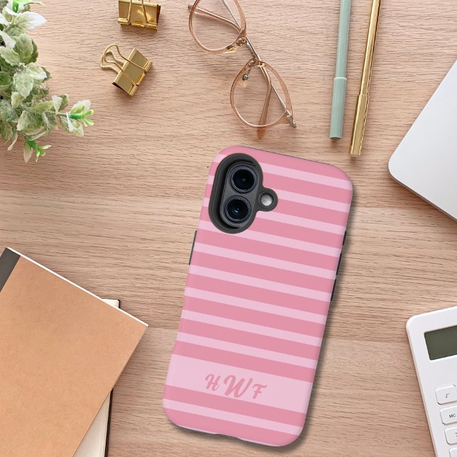 Cute Pink Monochromatic Custom Striped  Case-Mate iPhone Case (Creator Uploaded)