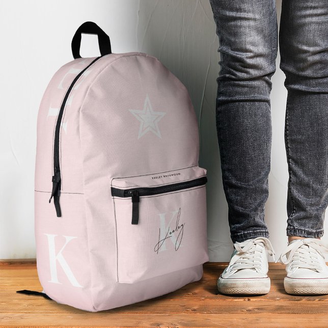 Cute Pink Monogram Stylish Back to School Printed Backpack (Cute Pink Monogram Stylish Back to School Printed Backpack
)