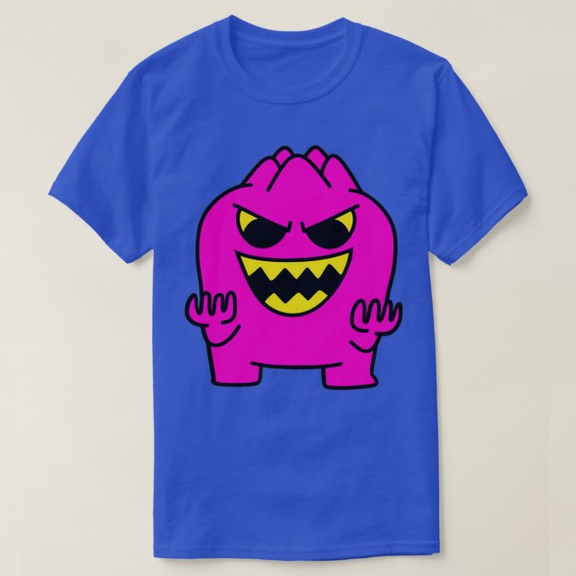 Cute Pink Monster Evil Laugh T-Shirt (Design Front)