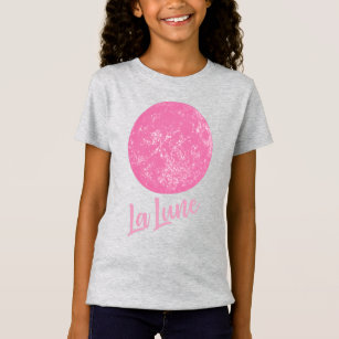 Cute Pink Moon Illustration French La Lune Quote T-Shirt