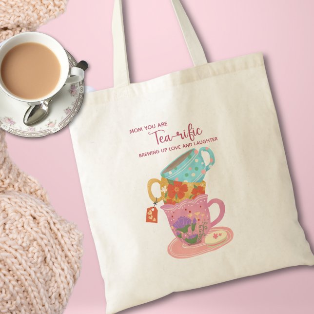 Cute Pink Mum You Are Tea-rific  Tote Bag (Creator Uploaded)