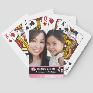 Cute Pink Mummy and Me Customisable Name  Playing Cards