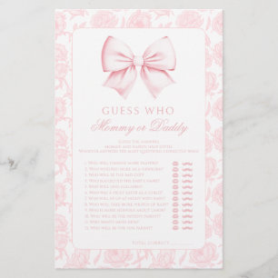 Cute Pink Mummy or Daddy Baby Girl Shower Games