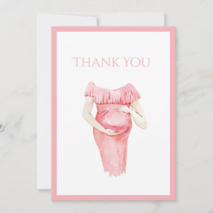 Cute Pink Mummy-to-Be Baby Shower Thank You Card