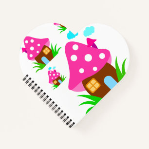 Cute Pink Mushroom House and Clouds Baby Blanket Notebook