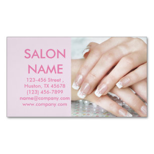 cute pink nails fashion beauty SPA nail salon Magnetic Business Card