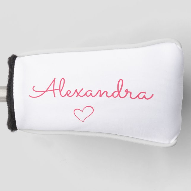 Cute Pink Name Custom Golf Head Cover (Front)