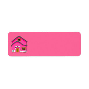 CUTE PINK NEW JERSEY CARTOON HOUSE GIRLY HOME RETURN ADDRESS LABEL