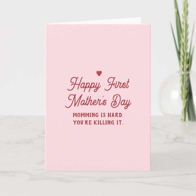 Cute Pink New Mum Happy First Mothers Day Card (Front)