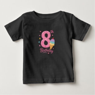 Cute Pink Number 8 Birthday Tee for Girls