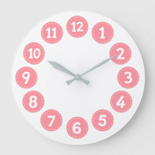 Cute Pink Numbers Large Clock