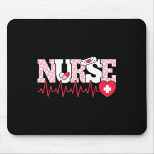 Cute Pink Nurse Heartbeat Nursing Mouse Pad