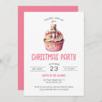 Cute Pink Nutcracker Cupcake Christmas Party