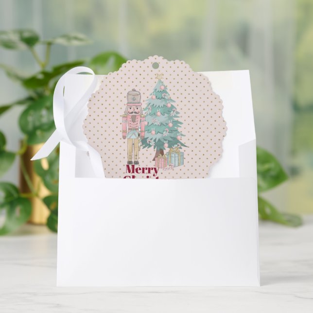 cute pink nutcracker  tree decoration card (Envelope)