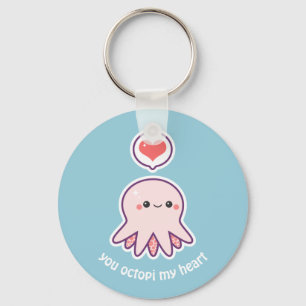 Cute Pink Octopus Key Ring