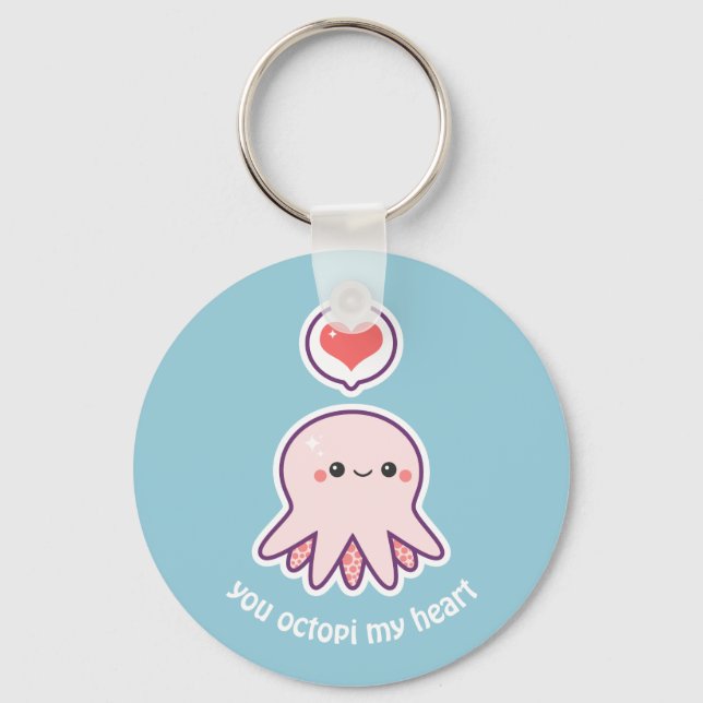 Cute Pink Octopus Key Ring (Front)