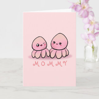cute pink octopus mother  card