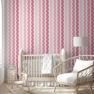 Cute Pink Ombre Ric Rac Vertical Striped Pattern Wallpaper