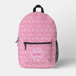 Cute Pink on Pink Leopard Print    Monogrammed Printed Backpack