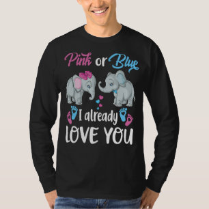Cute Pink Or Blue I Already Love You Elephants Gen T-Shirt