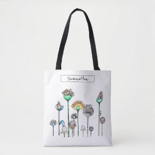 Cute Pink Orange Blue Spring Floral Tote Bag