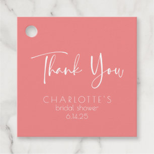 Cute Pink Orange Mid Mod Geometric Bridal Shower  Favour Tags