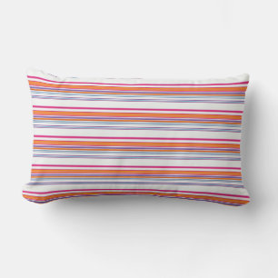 Cute pink orange stripes lumbar cushion