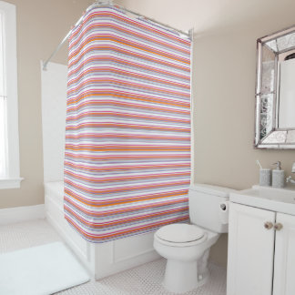 Cute pink orange stripes shower curtain