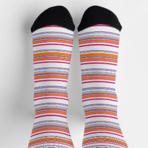 Cute pink orange stripes socks