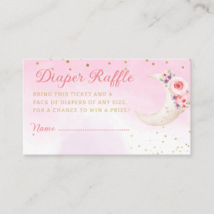 Cute Pink Over The Moon Baby Shower Diaper Raffle Enclosure Card