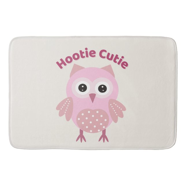 Cute Pink Owl Bath Mat (Front)