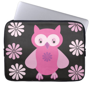 Cute pink owl bath mat laptop sleeve