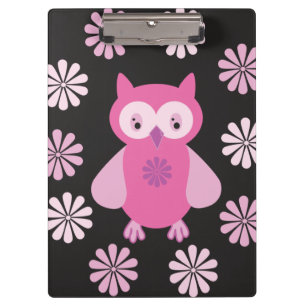 Cute pink owl clipboard