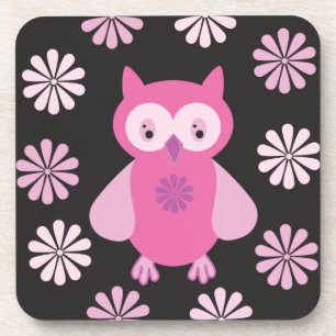 Cute pink owl coaster