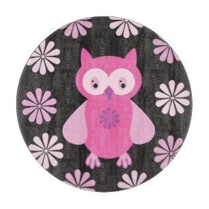 Cute pink owl cutting board