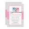 Cute Pink Owl Family Grey Chevron Girl Baby Shower