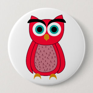 Cute Pink Owl Illustration 10 Cm Round Badge