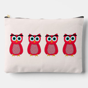 Cute Pink Owl Illustration Accessory Pouch