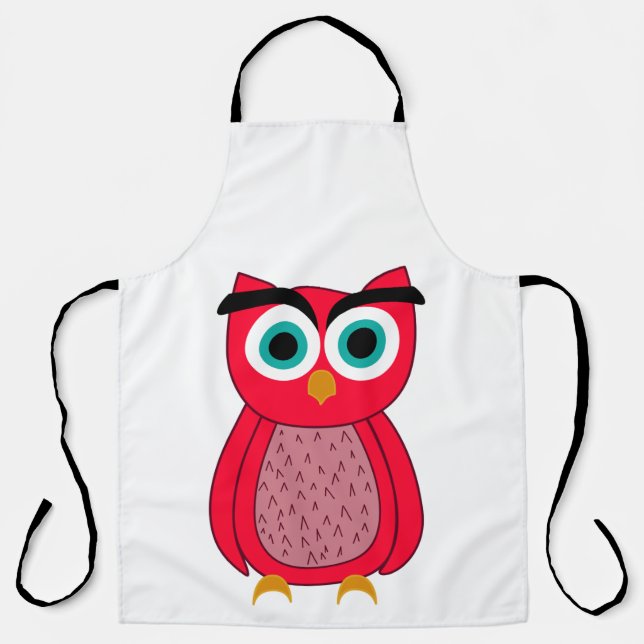 Cute Pink Owl Illustration Apron (Front)