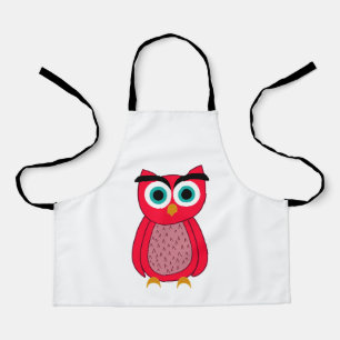 Cute Pink Owl Illustration Apron