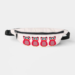 Cute Pink Owl Illustration Bum Bags