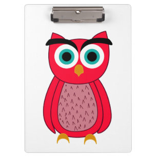 Cute Pink Owl Illustration Clipboard